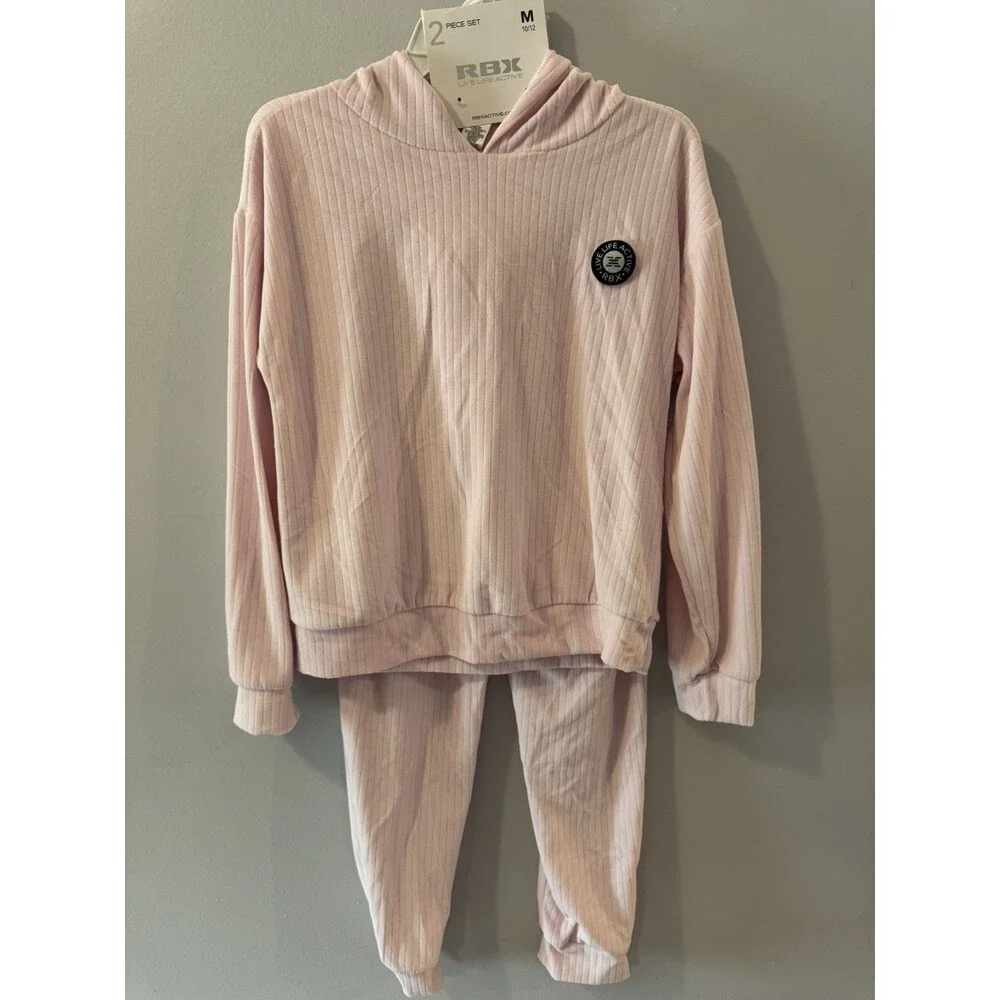 RBX Girls  Velour Tracksuit  Kids Hoodie  & Jogger Sweatpants 2 Piece Set M